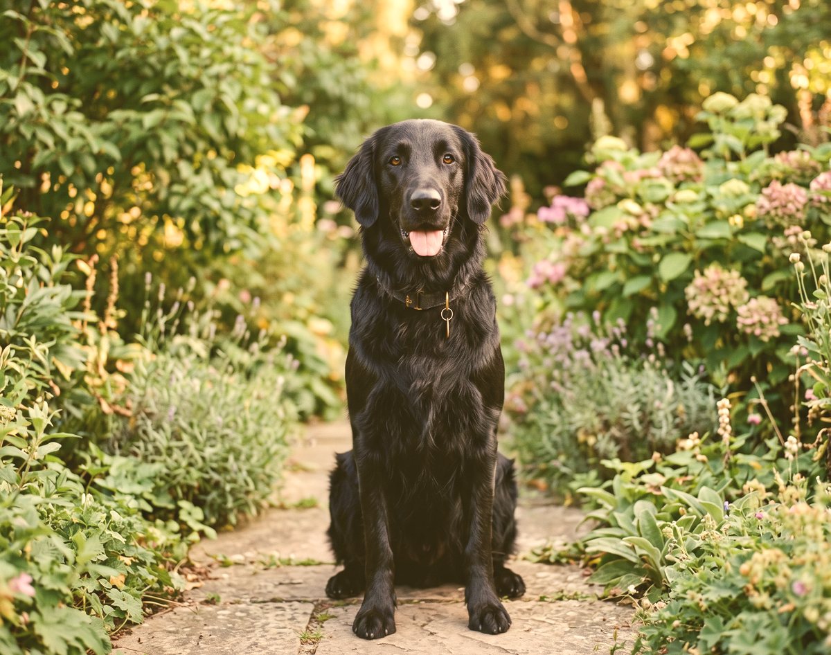 Zuchthündin Elsa, schwarze Flat Coated Retriever Hündin